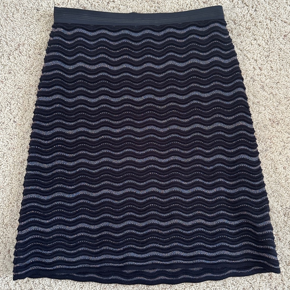 Tory Burch Blue Ribbed A-Line Skirt